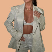 Elegant Dazzling Blouse Set for Special Occasions, Modern Design with Stylish Jacket and Fitted Top, Perfect for Events 2