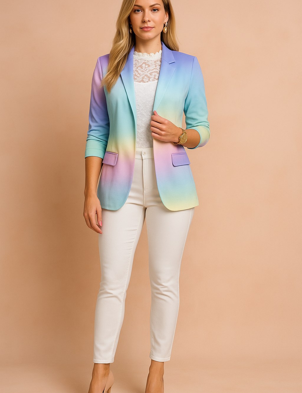 Elegant Women's Jacket with Shawl Collar for Stylish Occasions - Lightweight & Versatile Outerwear 8