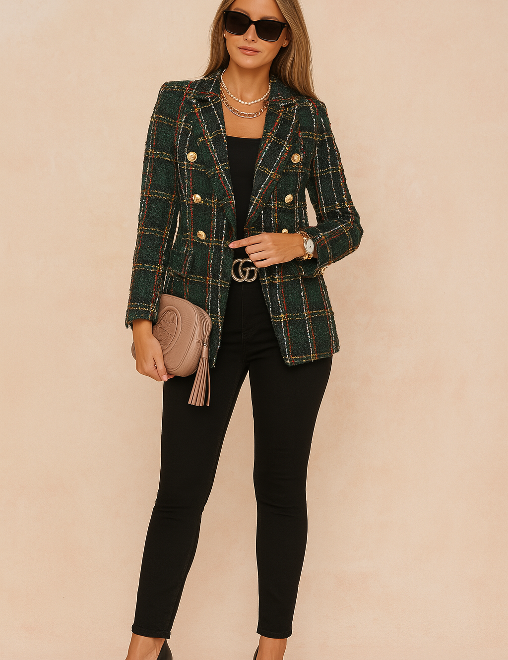 Elegant Women's Plaid Jacket - Stylish Womens Coats for Business and Casual Outings 0