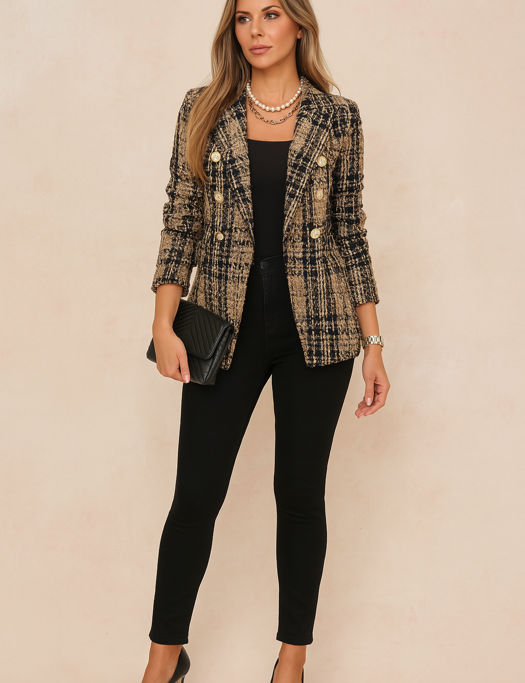 Elegant Women's Plaid Jacket - Stylish Womens Coats for Business and Casual Outings 3