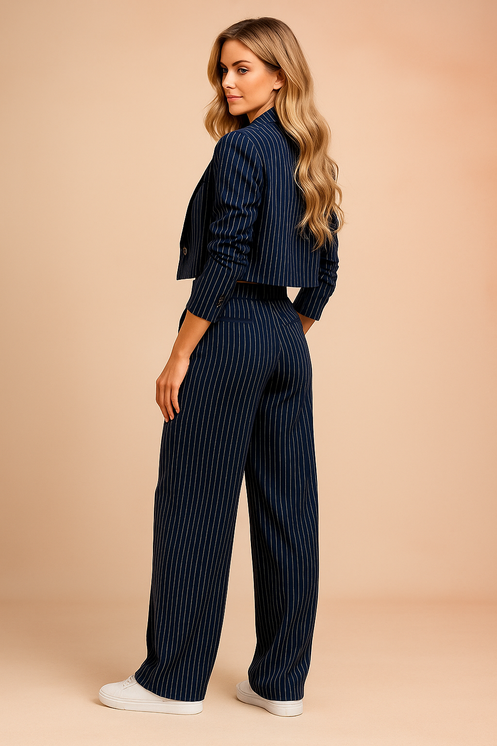 Women's Striped Two-Piece Suit for Modern Elegance and Comfortable Style 1