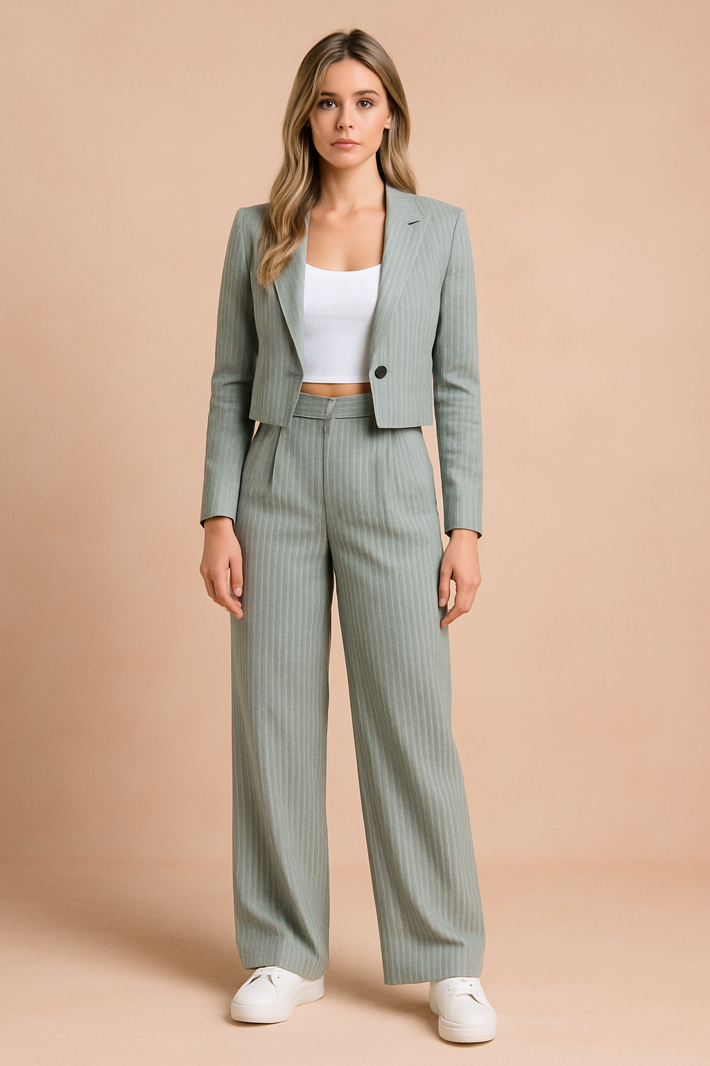 Women's Striped Two-Piece Suit for Modern Elegance and Comfortable Style 2